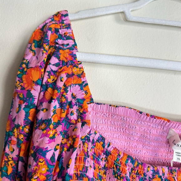 NWT $220 L*SPACE Heidi Maxi Dress Sz XL Floral Puff Sleeve Cut Out Slit Feminine - Picture 9 of 15